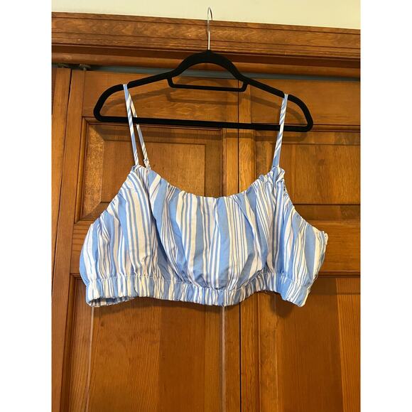 NWT Lemlem x H&M Women's Stripe Linen Blend Top/Midi Skirt Set Blue/White SZ 18 - Picture 3 of 14